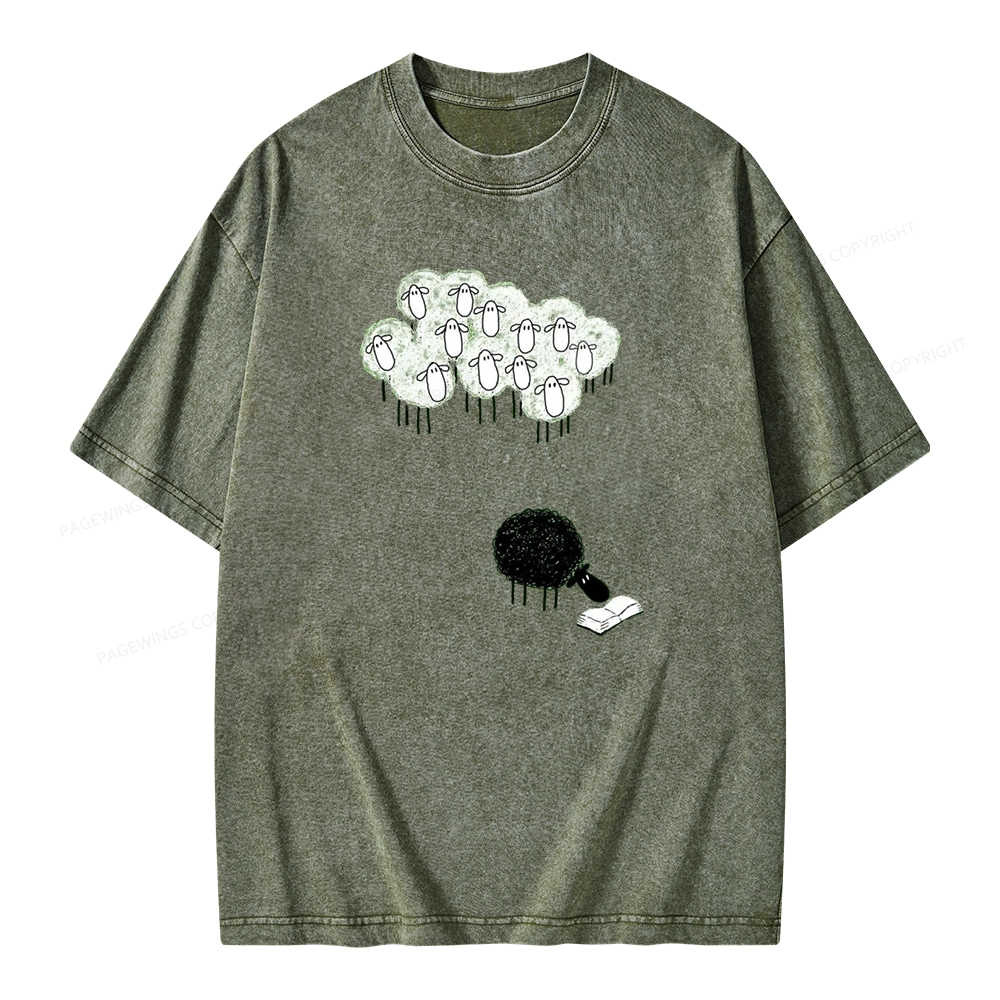 Pagewings Reading Fluffy Flock Unisex Washed T-shirt