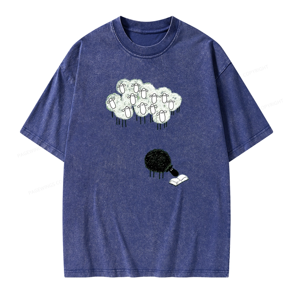Pagewings Reading Fluffy Flock Unisex Washed T-shirt