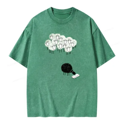 Pagewings Reading Fluffy Flock Unisex Washed T-shirt