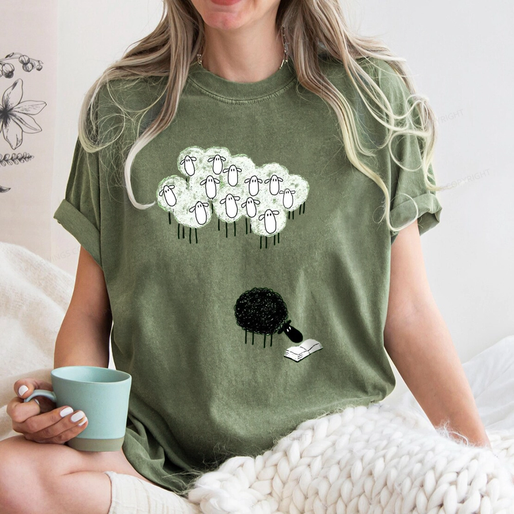 Pagewings Reading Fluffy Flock Unisex Washed T-shirt