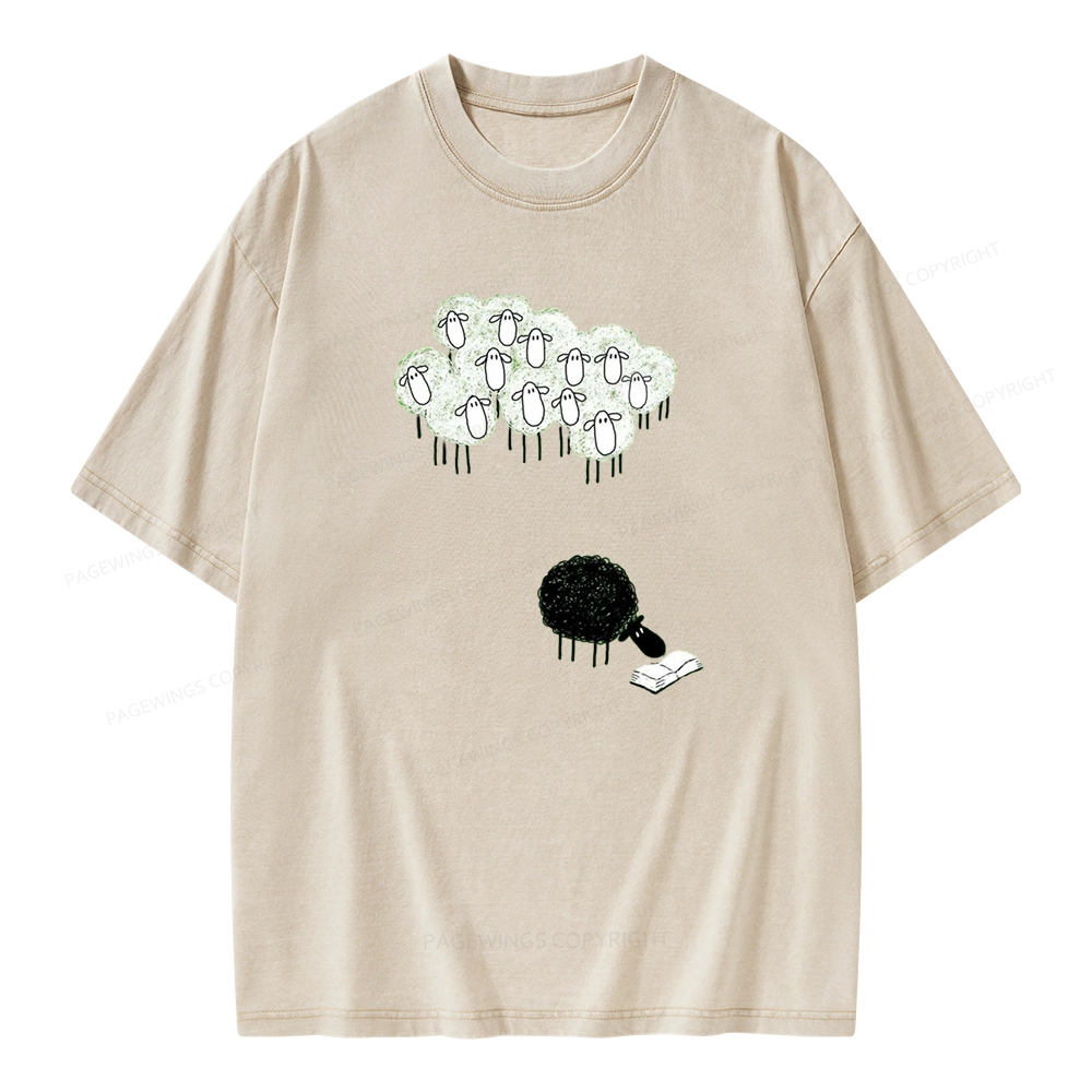 Pagewings Reading Fluffy Flock Unisex Washed T-shirt