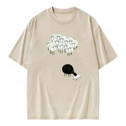 Pagewings Reading Fluffy Flock Unisex Washed T-shirt
