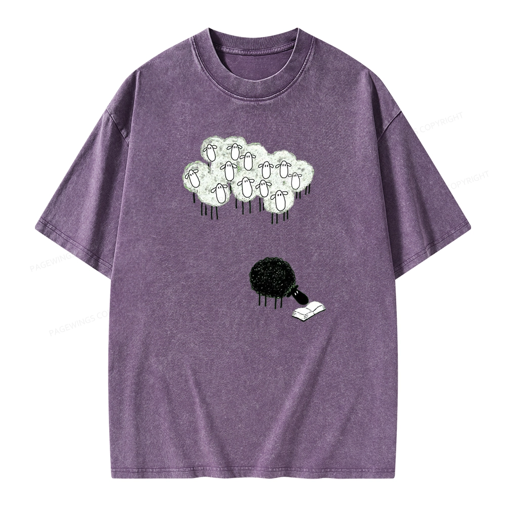 Pagewings Reading Fluffy Flock Unisex Washed T-shirt