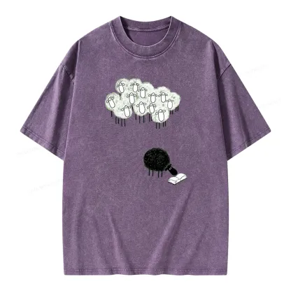 Pagewings Reading Fluffy Flock Unisex Washed T-shirt
