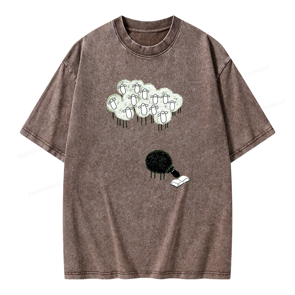 Pagewings Reading Fluffy Flock Unisex Washed T-shirt
