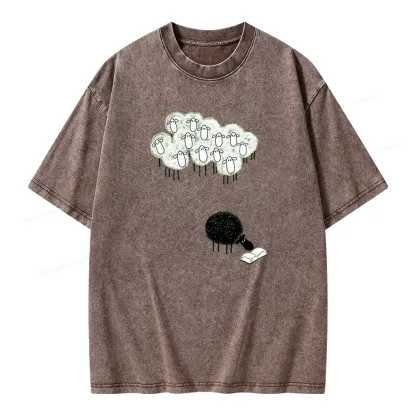 Pagewings Reading Fluffy Flock Unisex Washed T-shirt