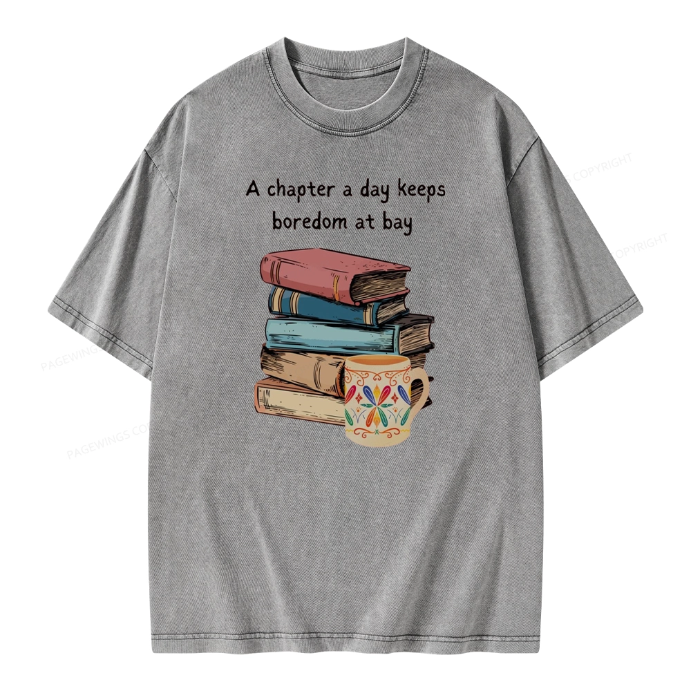 Pagewings Reading Fluffy Flock Unisex Washed T-shirt