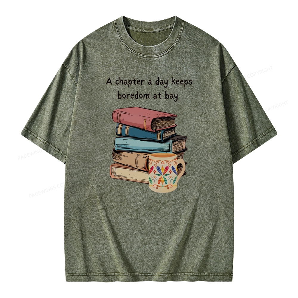 Pagewings Reading Fluffy Flock Unisex Washed T-shirt