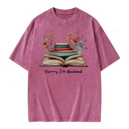 Pagewings Sorry I'm Booked Unisex Washed T-shirt