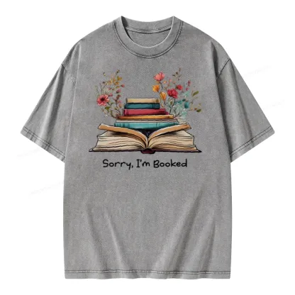 Pagewings Sorry I'm Booked Unisex Washed T-shirt