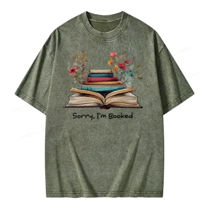 Pagewings Sorry I'm Booked Unisex Washed T-shirt