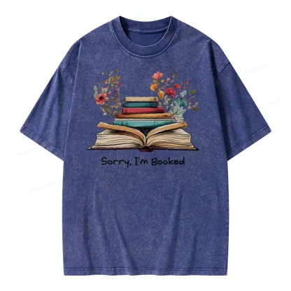 Pagewings Sorry I'm Booked Unisex Washed T-shirt
