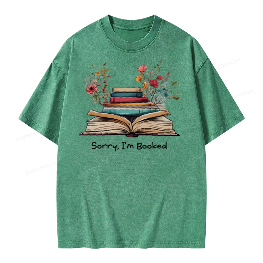 Pagewings Sorry I'm Booked Unisex Washed T-shirt