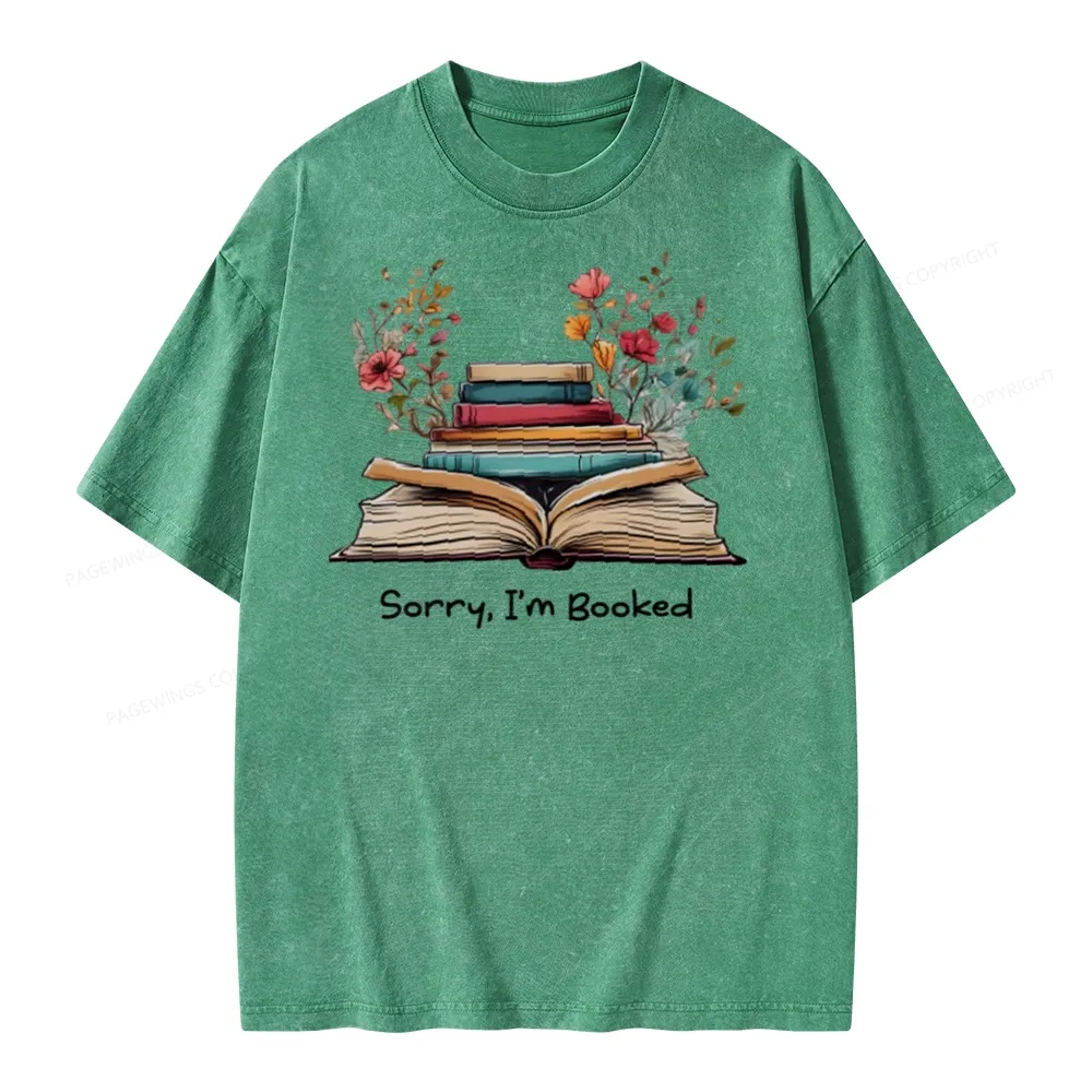 Pagewings Sorry I'm Booked Unisex Washed T-shirt