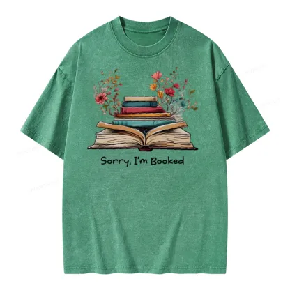 Pagewings Sorry I'm Booked Unisex Washed T-shirt