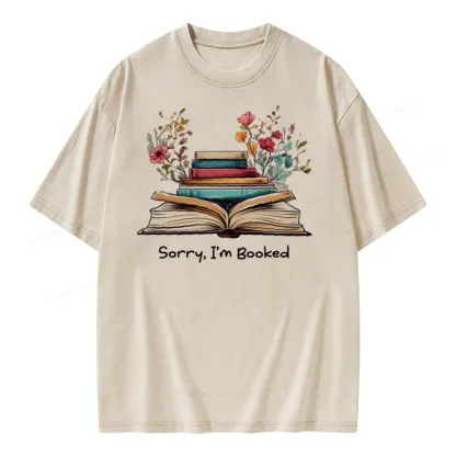 Pagewings Sorry I'm Booked Unisex Washed T-shirt