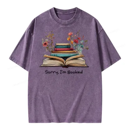 Pagewings Sorry I'm Booked Unisex Washed T-shirt