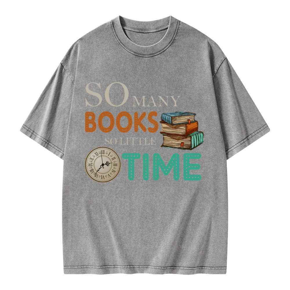Pagewings So Many Books So Little Time Book Unisex Washed T-shirt