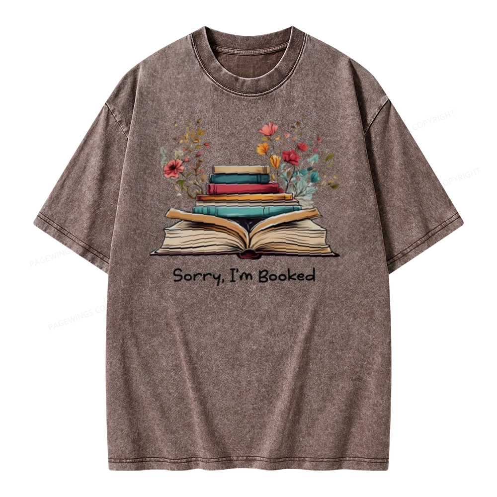 Pagewings Sorry I'm Booked Unisex Washed T-shirt