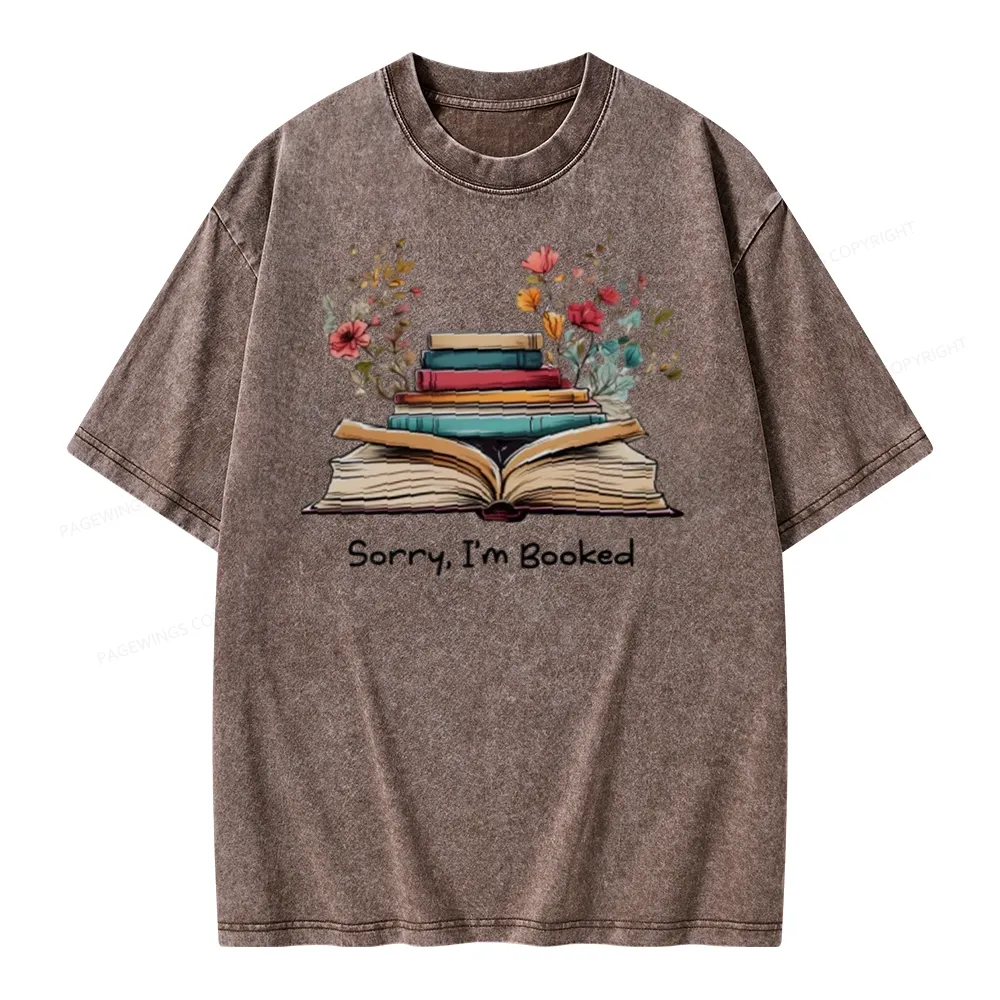 Pagewings Sorry I'm Booked Unisex Washed T-shirt