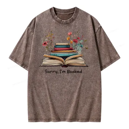 Pagewings Sorry I'm Booked Unisex Washed T-shirt