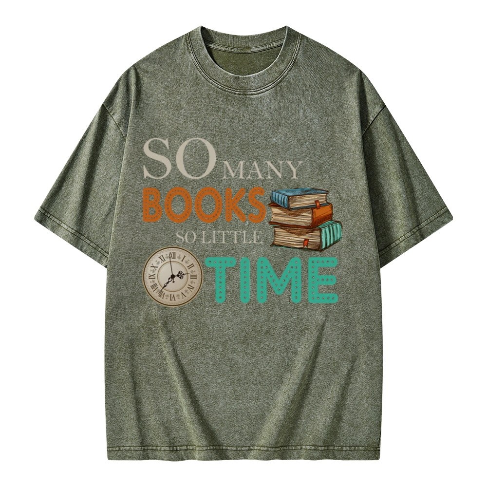 Pagewings So Many Books So Little Time Book Unisex Washed T-shirt