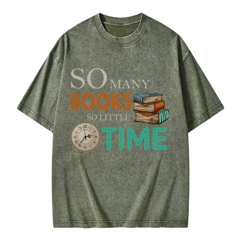 Pagewings So Many Books So Little Time Book Unisex Washed T-shirt