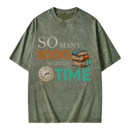 Pagewings So Many Books So Little Time Book Unisex Washed T-shirt