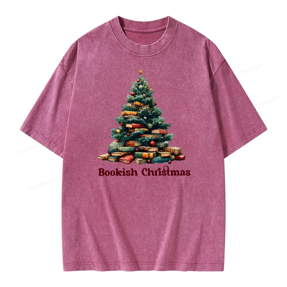 Pagewings Bookish Christmas Unisex Washed T-shirt
