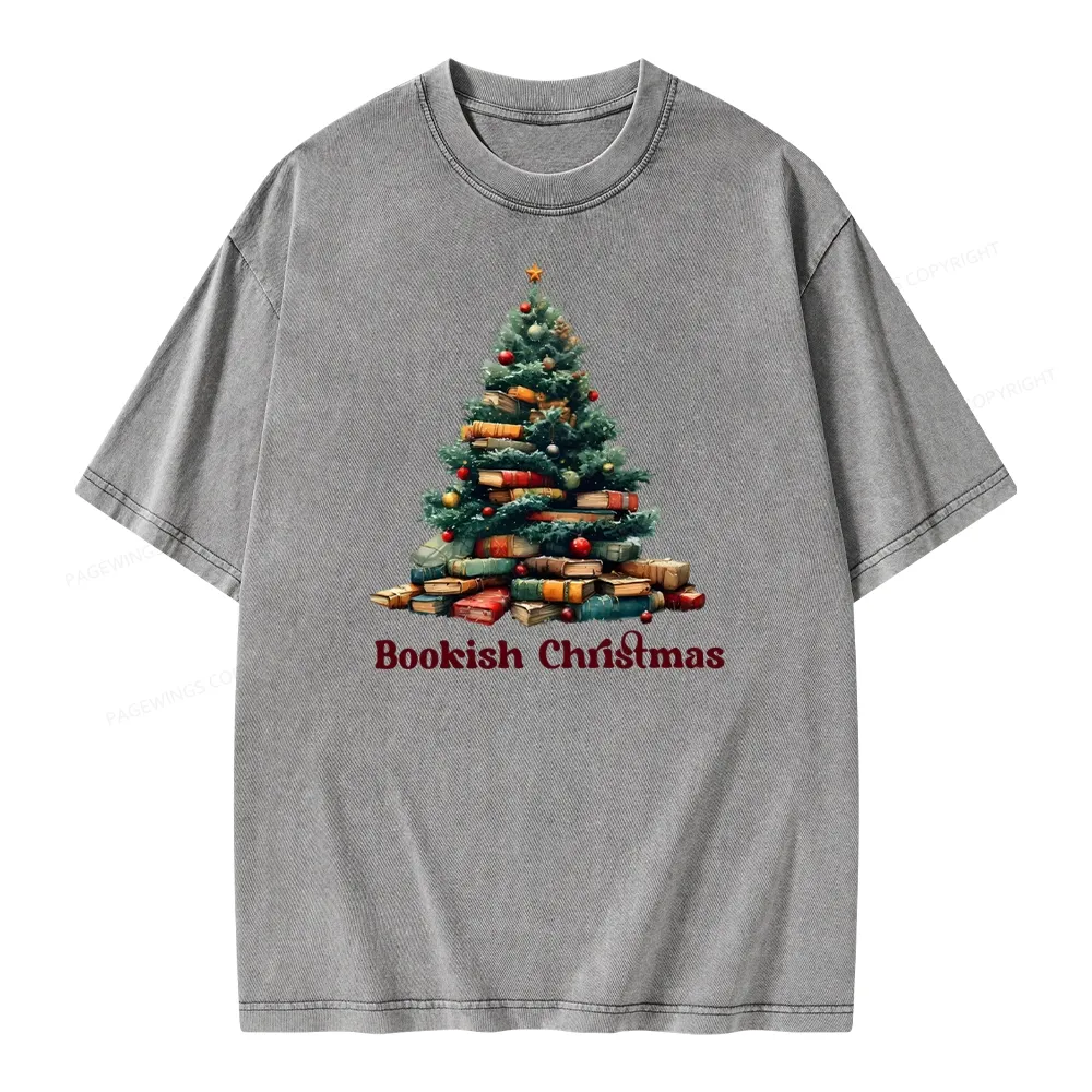 Pagewings Bookish Christmas Unisex Washed T-shirt