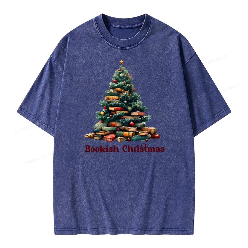 Pagewings Bookish Christmas Unisex Washed T-shirt