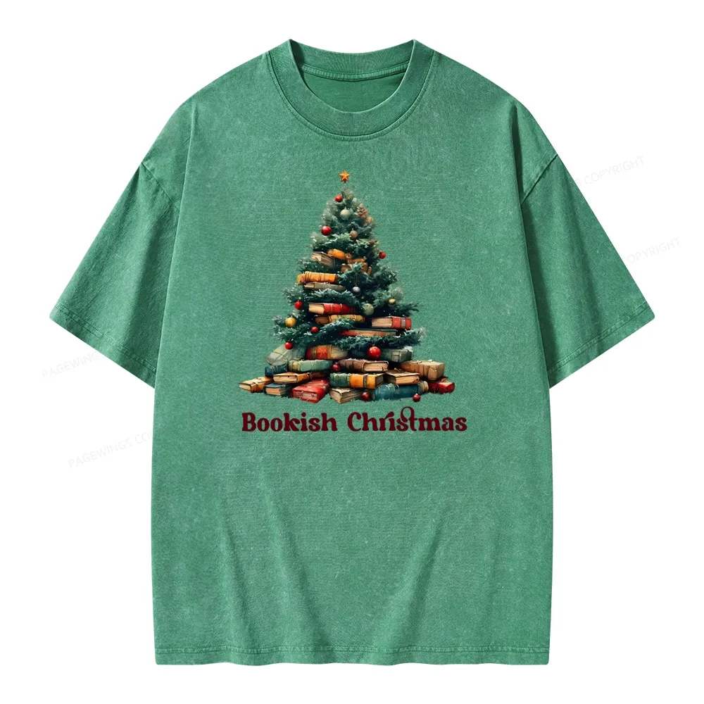 Pagewings Bookish Christmas Unisex Washed T-shirt