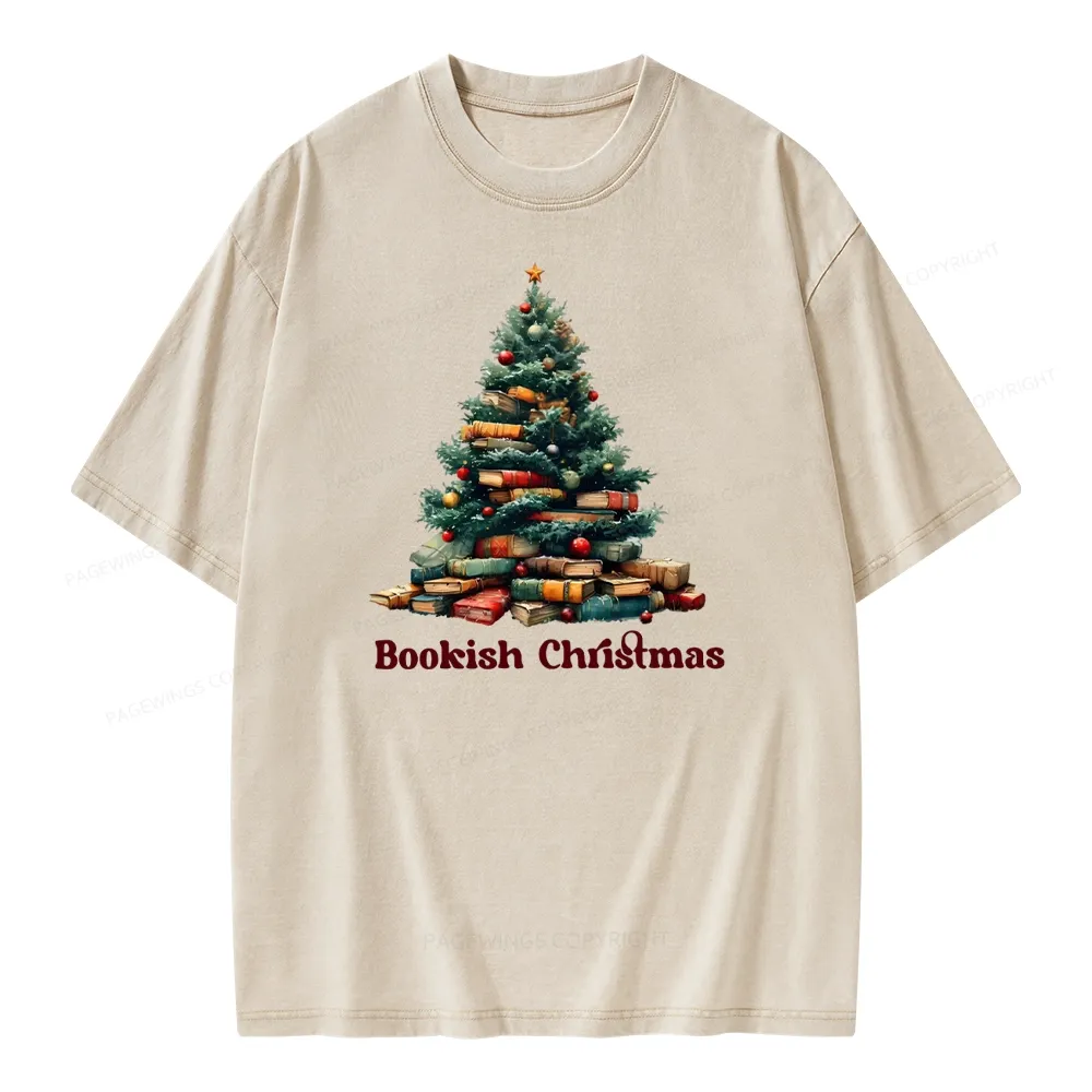 Pagewings Bookish Christmas Unisex Washed T-shirt