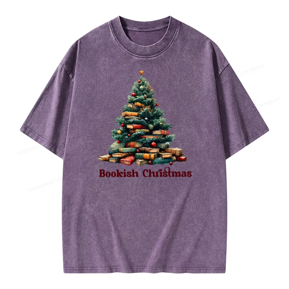 Pagewings Bookish Christmas Unisex Washed T-shirt