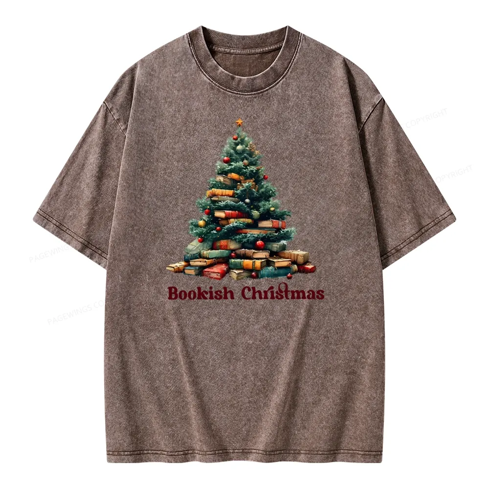 Pagewings Bookish Christmas Unisex Washed T-shirt