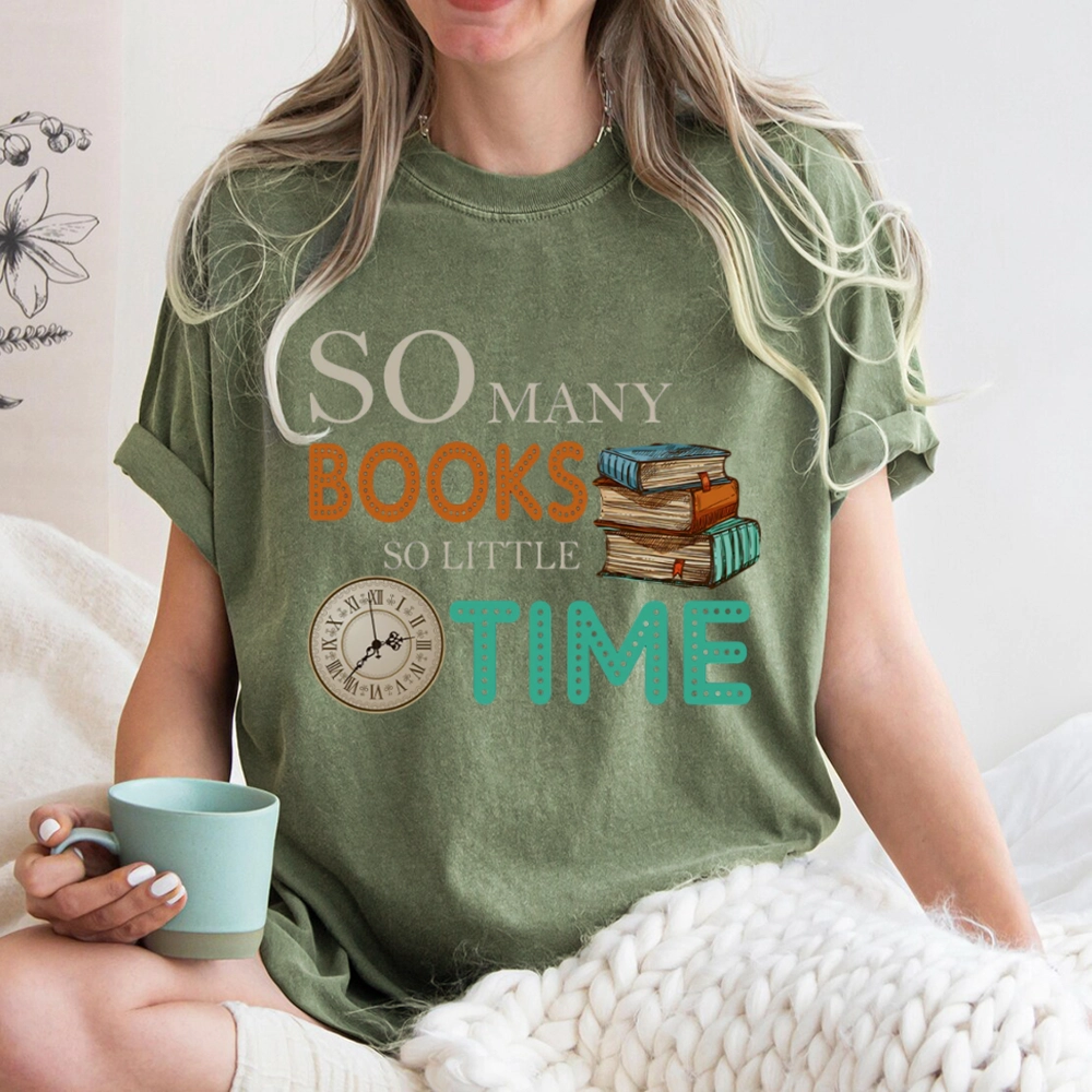 Pagewings So Many Books So Little Time Book Unisex Washed T-shirt