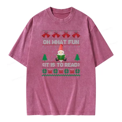 Pagewings Oh What Fun It Is To Read Unisex Washed T-shirt