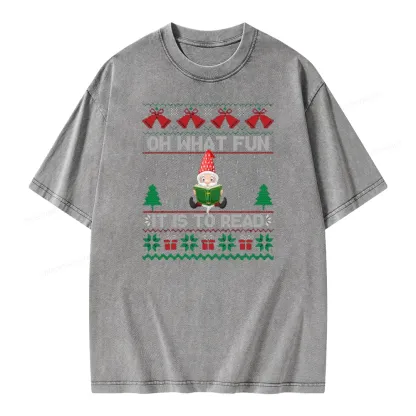 Pagewings Oh What Fun It Is To Read Unisex Washed T-shirt