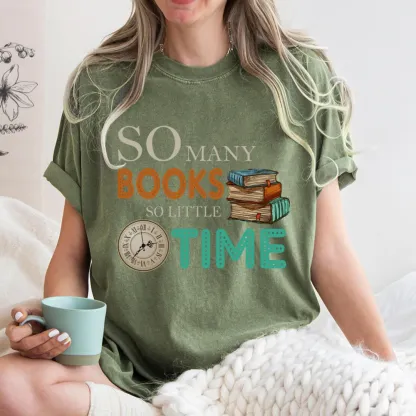 Pagewings So Many Books So Little Time Book Unisex Washed T-shirt