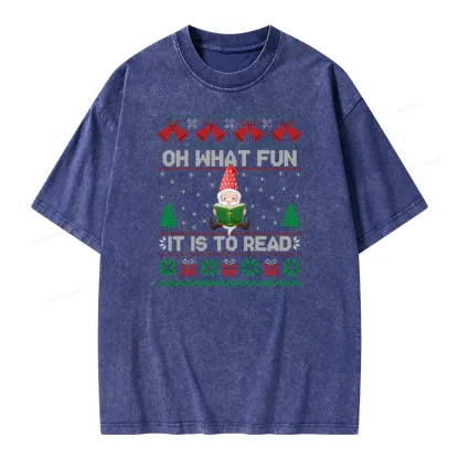 Pagewings Oh What Fun It Is To Read Unisex Washed T-shirt