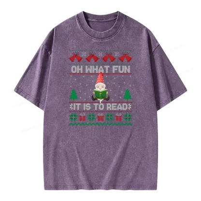 Pagewings Oh What Fun It Is To Read Unisex Washed T-shirt