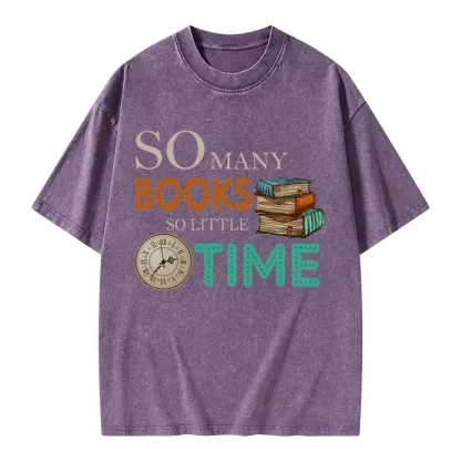 Pagewings So Many Books So Little Time Book Unisex Washed T-shirt
