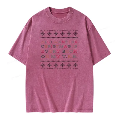 Pagewings All I Want For Christmas Is Every Book On My TBR Unisex Washed T-shirt