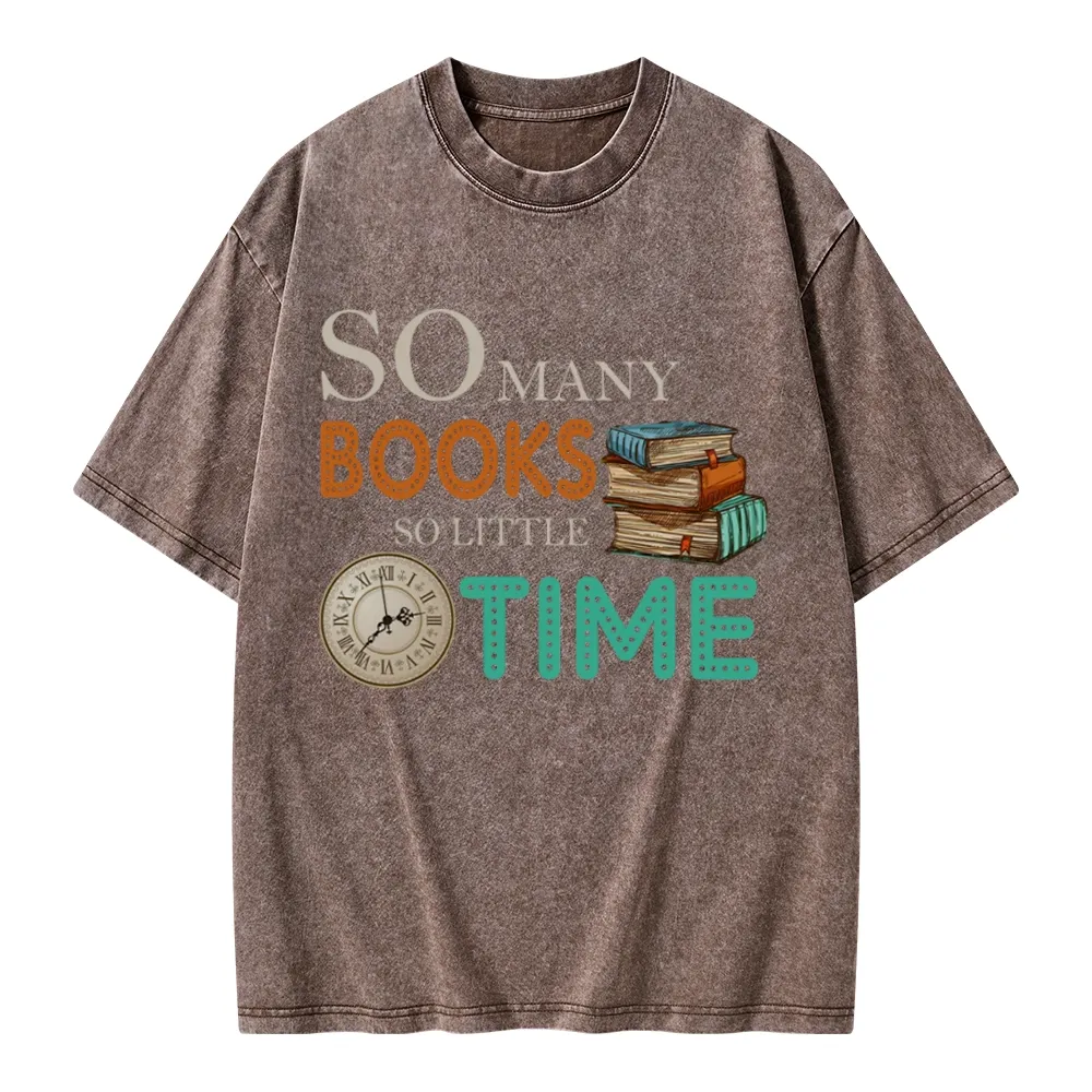 Pagewings So Many Books So Little Time Book Unisex Washed T-shirt
