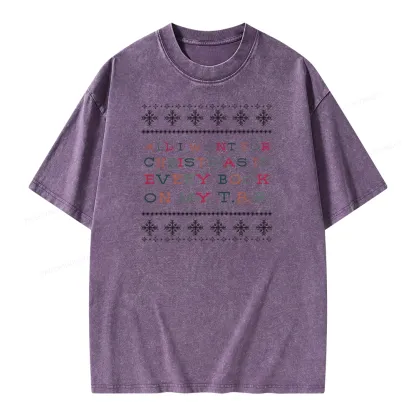 Pagewings All I Want For Christmas Is Every Book On My TBR Unisex Washed T-shirt