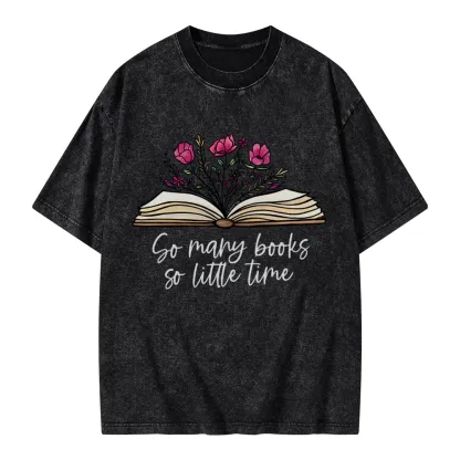 Pagewings So Many Books So Little Time Unisex Washed T-shirt
