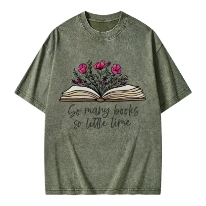 Pagewings So Many Books So Little Time Unisex Washed T-shirt