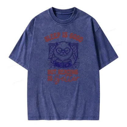 Pagewings Sleep Is Good But Reading Is Better Unisex Washed T-shirt