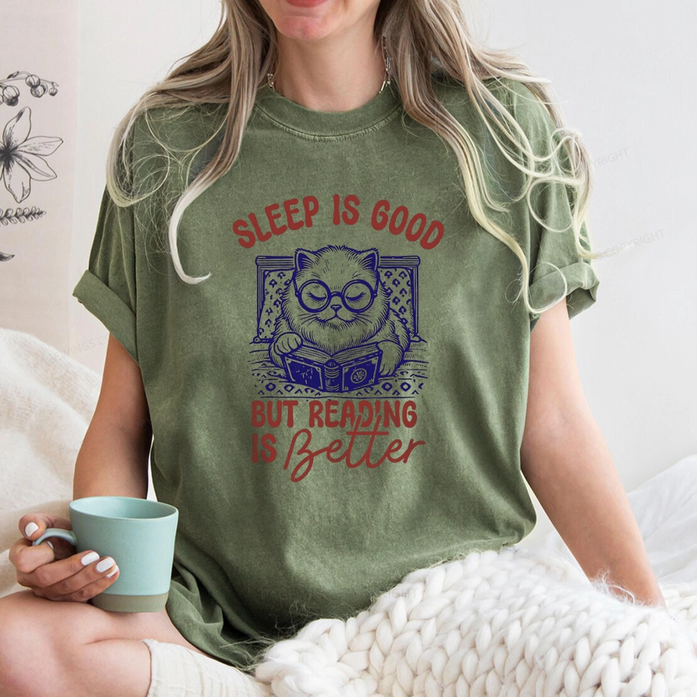 Pagewings Sleep Is Good But Reading Is Better Unisex Washed T-shirt