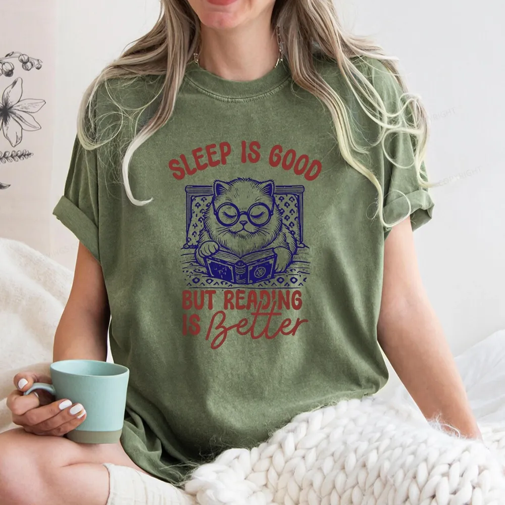 Pagewings Sleep Is Good But Reading Is Better Unisex Washed T-shirt